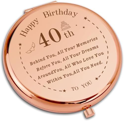 VivaJoy 40th Birthday Gifts for Women - Compact Pocket Makeup Mirror, 40th Gifts For Her, Happy Birthday Gifts For Her, 40th Birthday Gift Ideas, 40th Birthday Gifts