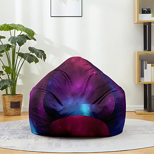 FANSU 3D Cielo Stellato Sacco Puff Poltrona Senza Riempimento Pouf Poltrona, S/M/L/XL Copertura per Poltrona Poltrona a Sacco Pigro Poltrona per Adulti e Bambini (100x120cm,Viola Intenso)
