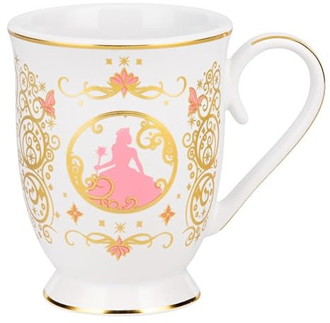 Paladone Taza Wicked Movie Glinda - Regalo con licencia oficial para fanáticos de Wicked, taza de cerámica rosa y dorada con monograma G, elegante vajilla para beber té y café