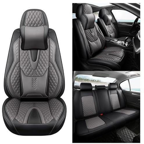 nenyan Autositzbezüge Komplett Set Universal in Premium Design | Schonbezüge für die Vordersitze & Rückbank | Auto Sitzbezüge Airbag Geeignet | Wasserdicht Sitzbezug - Grau