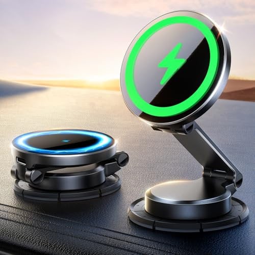 JOYROOM MagSafe Autohalterung mit Ladefunktion für Armaturenbrett [Vollmetall & Faltbar] 15W MagSafe Ladegerät Auto, Magnetische Wireless Charger Auto für iPhone 17 16 15 14 13 12 Pro Max Air Plus