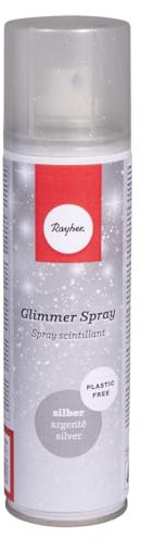 Rayher Glimmerspray, silber, Glitzerspray, Dose 150 ml, plastikfrei, auf Wasserbasis, nicht deckend, edler, feiner Perlmuttschimmer, 34482606