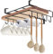 DHQCQL Support de planche à découper en acier inoxydable avec barre à crochets, porte-rouleau de cuisine sans perçage, support de planche à découper, support pour tasse, ustensiles de cuisine,
