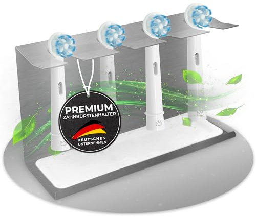 Aufsteckbürsten Halter aus 100% Edelstahl - Zahnbürstenhalter mit Auffangschale für Oral B Bürstenhalter, iO, Philips UVM. - Zahnbürstenkopf Halter - Bürstenkopf-Halterung - Bürstenhalter