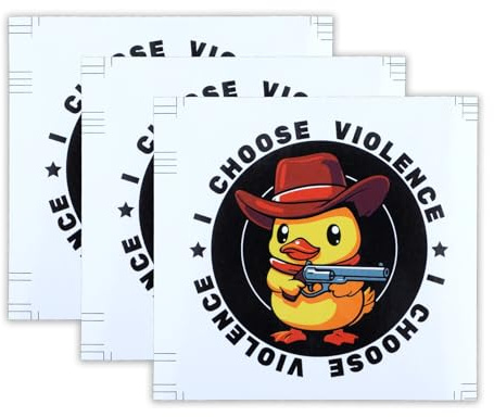 3 Stk I Choose Violence Entenaufkleber, 7,5cm Süße Ente mit Pistole Aufkleber für Erwachsene Lustige Tieraufkleber für Autos Wände