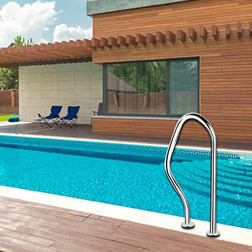 XPSDEPO Pool-Handlauf, Handlauf aus Edelstahl 304 für Schwimmbeckenleitern zum Eingraben oder für Stufen, ergonomisches, geschwungenes Design, leicht zu montierender Haltegriff