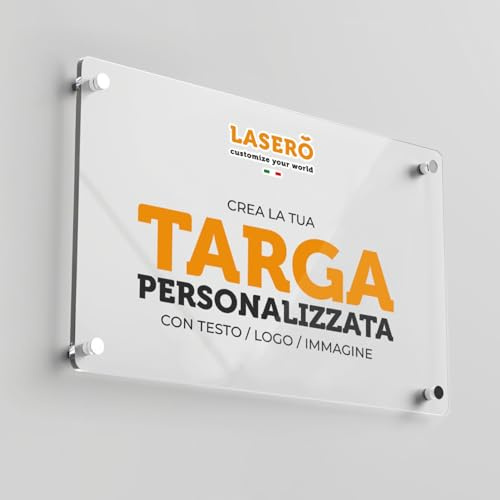 LASERO' Targa Personalizzata in Plexiglass 30x40cm- Targa Personalizzata da Esterno per Studio, Attività, Ristorazione, Hotellerie, Casa Vacanze, Cin con Logo Personalizzato