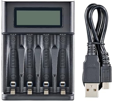 Koolenry 4-Slot LCD Display Battery Charger Smart USB Charger for 4 AA or AAA Batteries