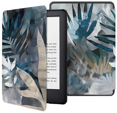 Case For Kindle 2014 7Th Generation - Case For Kindle Touch 2014 Ereader Slim Protective Cover Smart For Model Wp63Gw - Abstract Palm Leaves