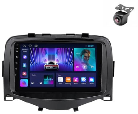 Android 14 Autoradio für Toyota Aygo für Peugeot 108 für Citroen C1 2015 2016 2017 2018 2019 2020 GPS Navigation 9 Zoll Kapazitiver Touchscreen Auto Stereo Mit Radio SWC Carplay (M100CP 4core 1+32G)