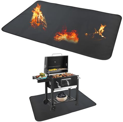 TAIANJI Feuerfeste Unterlage, 122x76cm Gasgrill Feuerschale Grillmatte Große Bodenschutzmatte Ölbeständiger Rutschfester BBQ Matte für den Außengrill, Rasen, Terrasse