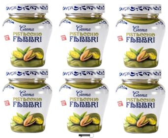Fabbri Crema al Pistacchio, Crema Spalmabile, Confezione da 6 Barattoli, 200 g, + portachiavi italy shop service