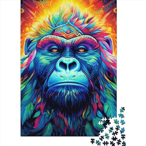 Animal Gorilla Jigsaw Puzzles Puzzles for Adults Kids. 1000 Pieces Great Gifts Challenge Toy Educational Games Home Decoration for Educational Games Gifts 1000pcs (38x26cm)