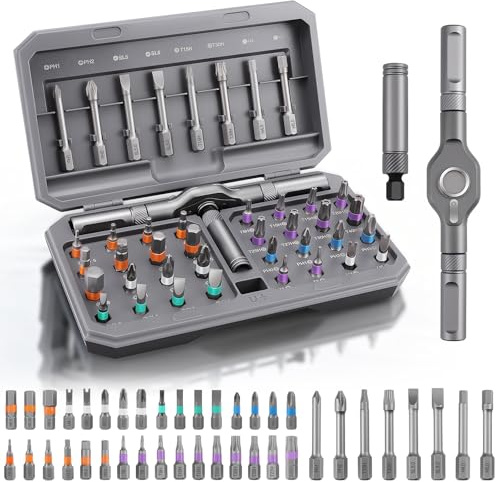 Set di Cacciaviti Magnetici 42 in 1, per Mobili, Computer, Biciclette | Set di Cacciaviti a Cricchetto Multi Bit con Manico a T Staccabile, Set di Attrezzi con Valigetta di Riparazione Portatile