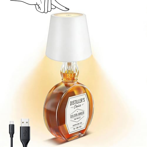 Flaschenlampe LED Aufladbar, Wiederaufladbarer Touch Flaschenlampenschirm mit 3 Farbtemperaturen, Weinflaschen Tischlampe Atmosphärenlicht kabelloses Nachtlicht für Schlafzimmer Restaurant Bar (white)