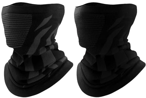 MLPKOI 2Pcs Schlauchschal, Halbe Sturmhaube Motorrad, Halstuch Herren Damen, Halswärmer, Sturmmaske, Ski Mask, Motorrad Gesichtsmaske, Nackenwärmer Winddicht Atmungsaktiv (Schwarz und Schwarzgrau)