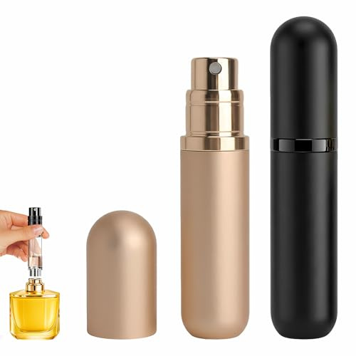 TLDBATICE 2 Atomizadores de Perfume Recargables de 5 ml Frascos de Perfume en Formato de Viaje, Atomizadores de Nano-niebla, Atomizadores de Perfume con Llenado por la Base para Llevar