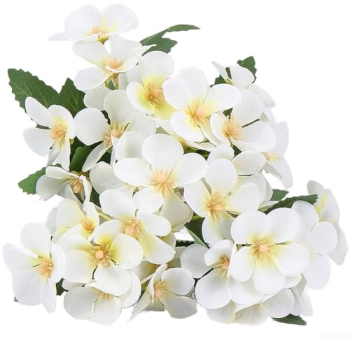 Fauhapyway Ramo de begonia artificial realista de 35 cabezas de flores de seda para decoración del hogar, centro de mesa de boda, accesorios de fotos, 24 cm (blanco)