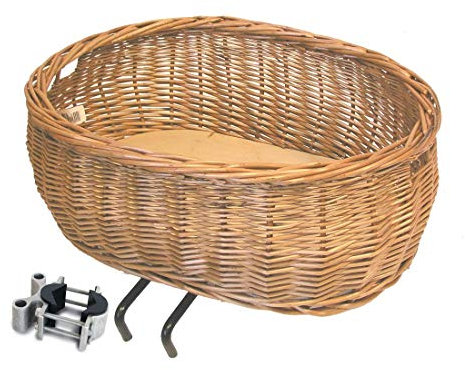Vorderrad-Tierfahrradkorb Basil Pluto naturfarbig Weide inkl. Halter u. Kissen