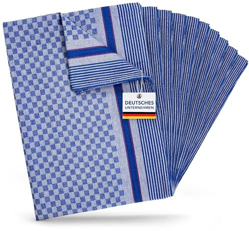 BERTSCH Grubentücher 10er Set [Öko-Tex Zertifiziert] Geschirrtücher aus 100% Baumwolle - Grubentuch blau kariert (50x100cm) - Geschirrhandtücher 95°C waschbar, Grubenhandtücher, Geschirrtuch