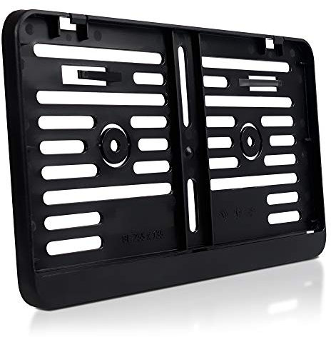 schildEVO Kennzeichenhalter Motorrad | 255 x 130 mm | SCHWARZ | Roller Nummernschildhalter zweizeilig | Traktor Kennzeichen-Halterung | DHL-Versand
