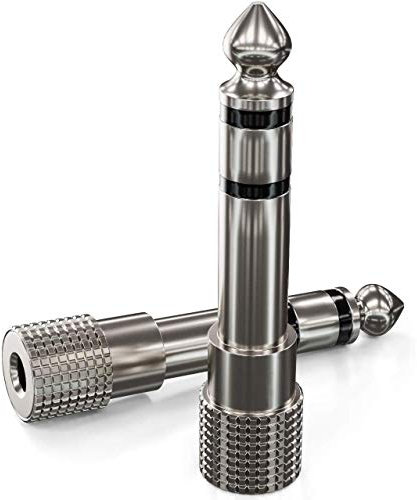deleyCON 2X Stereo Audio Klinke Adapter 6,3mm Klinken Stecker auf 3,5mm Buchse Adapter Audio HiFi Klinke Adapter Stecker Receiver Heimkino Kopfhörer Silber