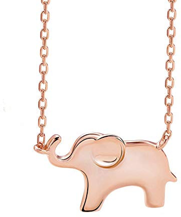 Elephant Necklace Sterling Silver Necklace for Women Dainty Necklace (Rose gold)