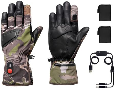 G-HEAT - Beheizbare Jagdhandschuhe - Gemischte Handschuhe - Abnehmbarer Finger - Strapazierfähig - Gute Griffigkeit - Winddicht - Wasserdicht. Lieferung mit 1 Paar Batterien und Ladekabel.