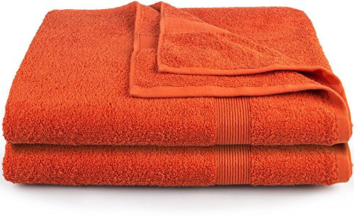 CelinaTex Bari Saunatuch XXL Doppelpack 90 x 220 cm terrakotta Baumwolle Frottee Handtuch Badetuch Saunahandtuch
