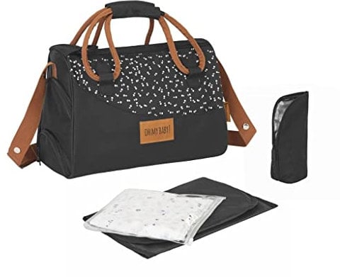 Badabulle Wickeltasche Pocketstyle Black Caramel, mit extra viel Stauraum und Innenfächern
