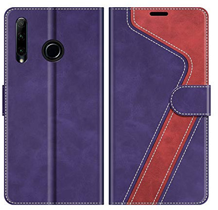 MOBESV Coque pour Huawei P Smart Plus 2019, Housse en Cuir Magnétique Fonction Stand Étui pour Huawei P Smart Plus 2019 / Honor 20 Lite, Violet/Rouge