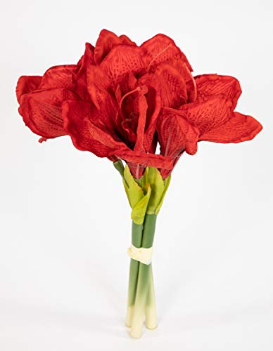 Seidenblumen Roß Amaryllisbund 35cm rot GA Kunstpflanzen künstliche Amaryllis Blumen Ritterstern