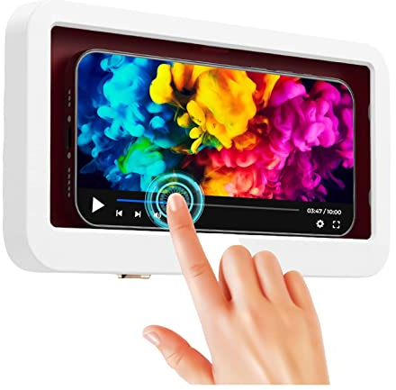 Spread Pixie Dust Shower Phone Case Holder Waterproof Upgraded Holder Wall Mount Bathroom TV Shower Gadget Shower Accessory Phone Mount iPhone Shower TV (White)
