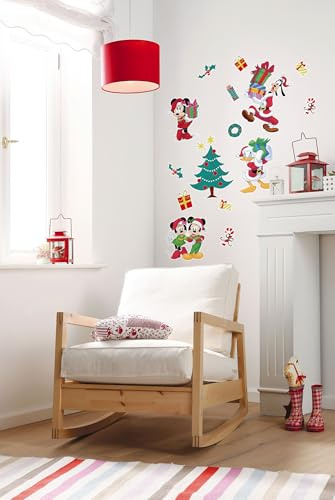 Disney Deco-Sticker von Komar - Mickey Christmas Presents - Größe: 50 x 70 cm - 17 Teile - Wandtattoo, Kinderzimmer, Dekoration