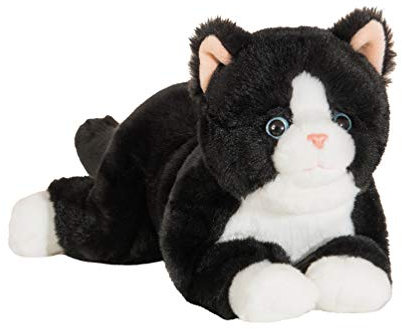 Teddy Hermann 91835 Schlenker-Katze schwarz 30 cm, Kuscheltier mit idealem Recyclinganteil (Füllmaterial)