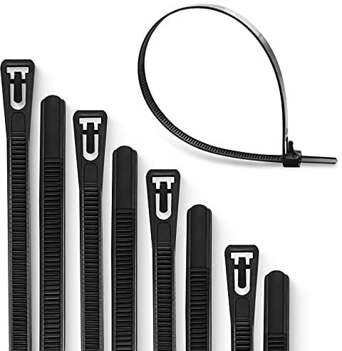 Meccion Fascette Plastica Riutilizzabili 300mm x 4.8mm, 100Pcs Fascette Elettricista Nylon Nere per Cablaggio con Resistenza Alla Trazione 50kg