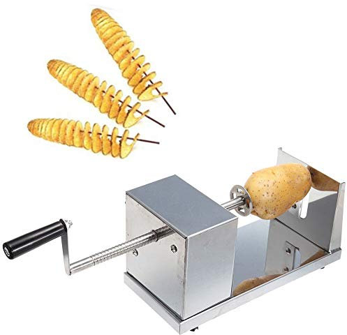 Spiralschneider, Profi Kartoffelschneider mit Kurbel Edelstahl Kartoffel Twister für Obst Kartoffeln Tornado Chips Gurken und Karotten