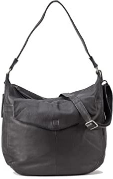Biba Tasche für Damen aus echtem Leder, Schultertasche Leather Jersey X JEX5L, Kurzer und langer Griff, Reißverschluss, Echtes Rindsleder, Schwarz Farbe
