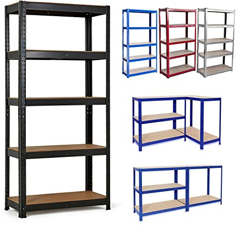 Garage Shelving Units, 5 Tier Garage Storage Metal Shed Shelving Unit Storage Shelves Utility Storage Rack, 875KG Capacity Greenhouse Garage Corner Shelf for Kitchen Workshop Office Warehouse, 150cm