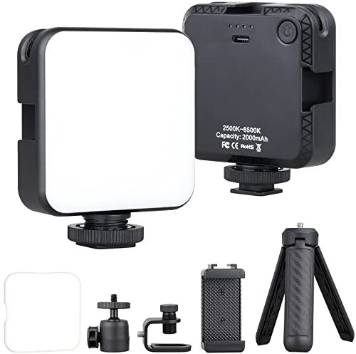 Kameraleuchte, ARTCISE LED-Videoleuchte mit wiederaufladbarem 2000-mAh-Akku, 2500-6500 K mit Kaltschuhhalterung für Sony, Nikon, Canon DSLR-Kamera und Vlogging, YouTube, TikTok Live-Streaming