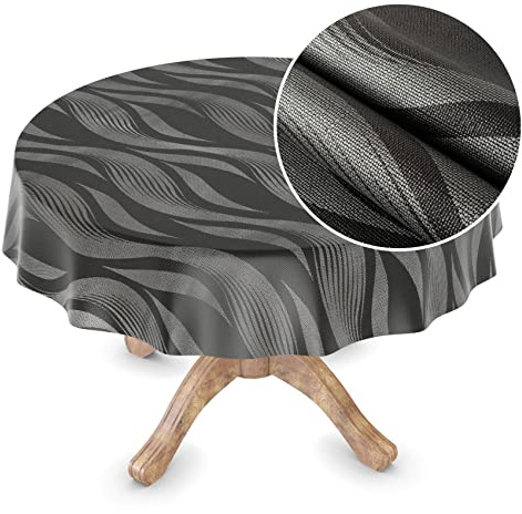 Wachstuchtischdecke Wachstuch Tischdecke abwaschbar Wachstischdecke Rechteck, rund, oval Premium Prägung Gartentischdecke Elegance Rund 140cm Schnittkante Layla