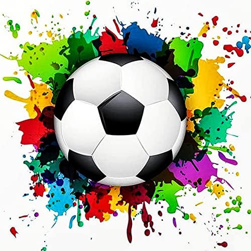Bunt Fußball 5D DIY Diamond Art Painting Set, Strass Diamanten Painting Bilder, Diamant Kreuzstich Stickerei Malerei Kits Malen nach Zahlen für Kinder Erwachsene Geschenke Zuhause Dekoration, 30x30 cm