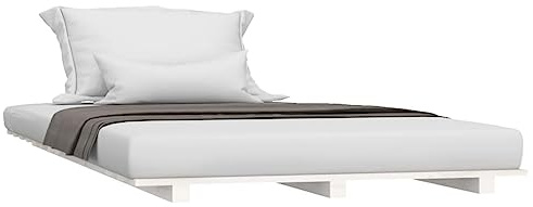 vidaXL Massivholzbett Einzelbett Bettgestell Bett Holzbett Bettrahmen Lattenrost Schlafzimmerbett Schlafzimmermöbel Weiß 90x200cm Kiefer