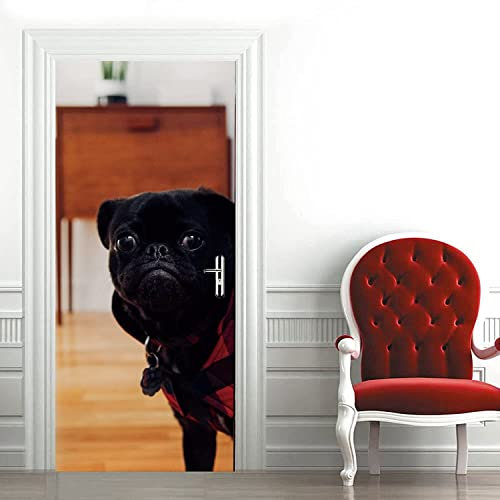 Türtapete Selbstklebend Tierischer Hund 90 X 200 Cm Türaufkleber 3D Türposter Selbstklebend Wandbild Fototapete Türfolie Poster Tapete - Kinderzimmer Wohnzimmer Küche Schlafzimmer Tür Fotos