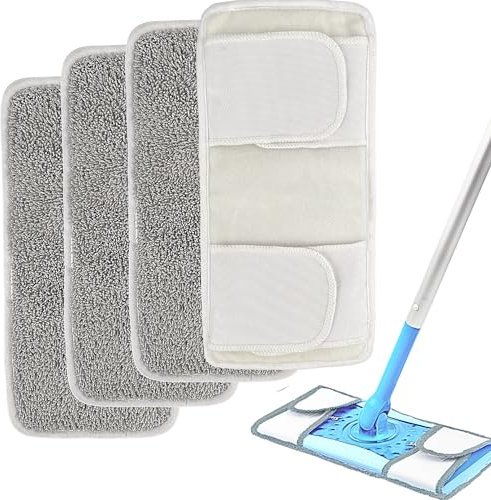 Reusable Mop Pads for Flash Speedmop Heavy Duty Microfibre Wet Dry Cleaning Mop Pad Machine Washable Up to 100x (Grey-4 Pack)