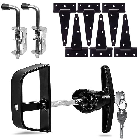 Kit de quincaillerie pour porte d'abri de jardin – Ensemble complet avec charnières, loquet, serrure et poignée pour porte d'abri de jardin