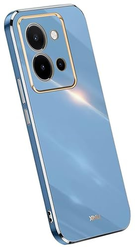 RankOne Phone Case is suitable for vivo Y36 (6.64 Inches), Electroplating Frame Silicone Mobile Phone Case - Navy Blue