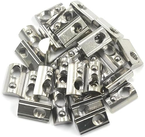 100 tuercas en T de acero al carbono M8, tuercas en T, tuerca de bola 8 para perfiles de aluminio estándar europeo serie 4040 4080, ranuras de 8 mm