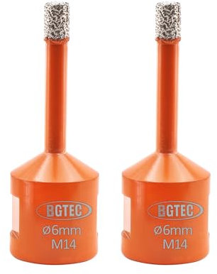 BGTEC Punta Diamantata Sega a tazza Diamantata–2 pezzi 6mm M14 diamantata per trapano per piastrelle porcellana gres porcellanato ceramica armo granito foratura adatta per smerigliatrici angolari