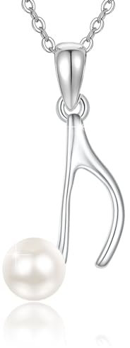 OHAYOO Perlen Kette 925 Sterling Silber Perlenkette Damen mit Notenschlüssel Anhänger Halskette Damen Music Schmuck Geschenk für Damen